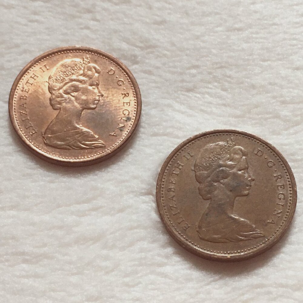 Set of 2 1867-1967 Canada Centennial Dove Pennies - RCM Bronze Small Cents - Picture 2 of 4
